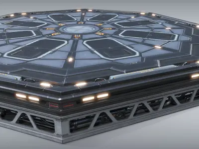 Sci-fi Helipad Landing Platform Stand PBR 3D model