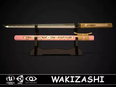 Wakizashi 04 Low-poly 3D model