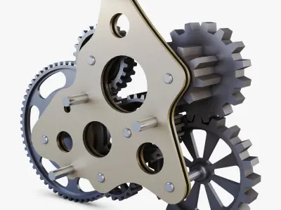 Gear Mechanism Low Poly v 5 Low-poly 3D model