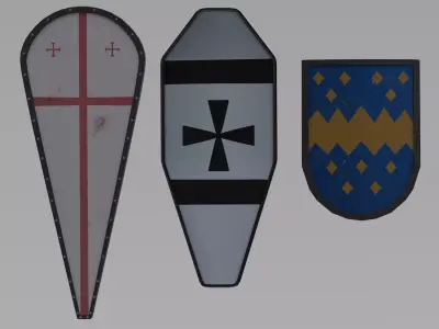 Wankel Coffin Kite medieval shields Free low-poly 3D model