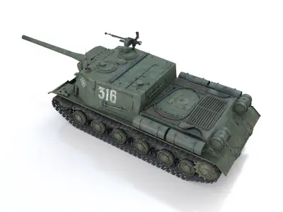 ISU-122 - 316 - Soviet heavy self-propelled gun 3D model