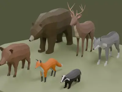 Lowpoly Stylized Forest Animals Pack Free 3D model