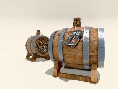 Modern Wooden Beer Keg Low-poly 3D model