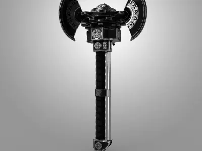 Axe Steel Scratched Black 3D model Low-poly 3D model