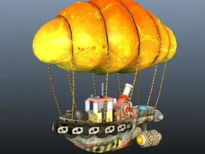 Steam Punk Tug Boat Low-poly 3D model