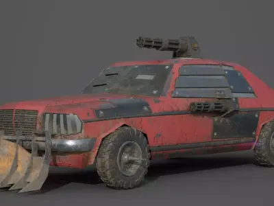 Post Apocalyptic Monster Mercedes 230 Low-poly 3D model