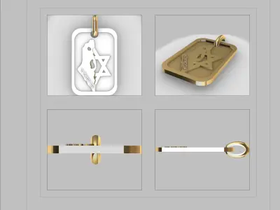 Map of Israel and Star of David Pendant with Am Yisrael Chai 3D print model