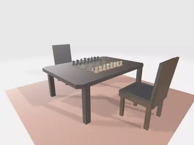 Low poly chess table  Free low-poly 3D model
