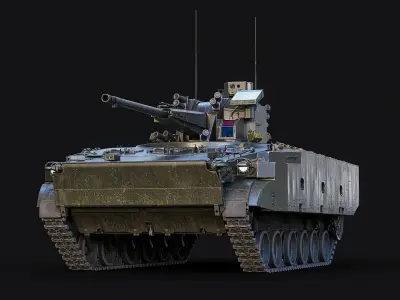 2S38 Derivatsiya PVO Russian Game Ready LODs Rigged Low-poly 3D model