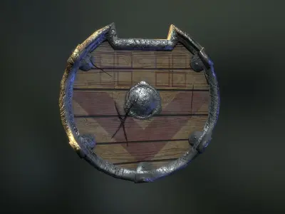 Viking shield kit game ready Low-poly 3D model