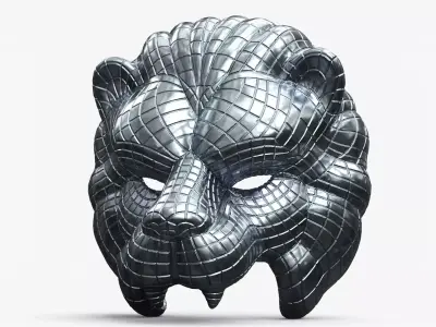 Ornamental Lion Mask Silver 3D model