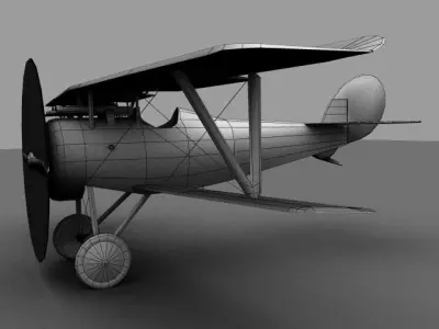 French Nieuport 24 WW1 Biplane fighter Low-poly 3D model