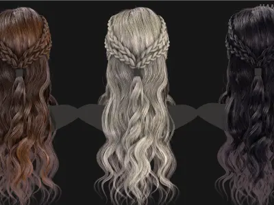 Real Time Hair Card Female Hairstyle part 15 Low-poly 3D model