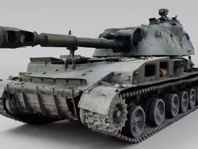 SO-152 2S3 Akatsiya self-propelled gun destroyed by Ukraine 3D model