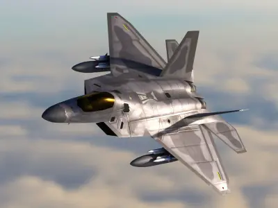 F-22A Raptor Rigged Low-poly 3D model