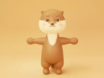Cute Cartoon Animal - Sea Otter Character 3D model
