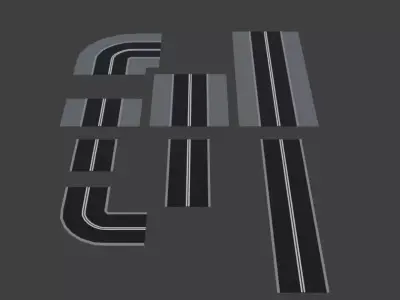 Low-poly roads Free low-poly 3D model