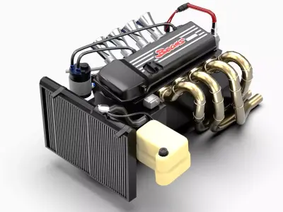 3SGE Beams Toyota Engine Low-poly 3D model