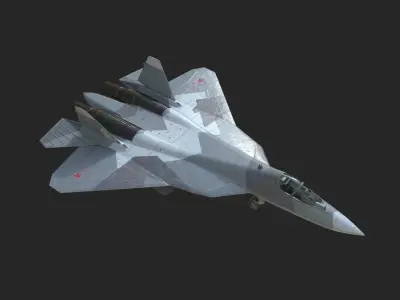 4 coatings of Sukhoi Su-57 Felon Stealth Fighter Low-poly 3D model