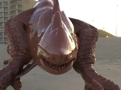 Megalodon Dragon spiked Hybrid with UVs 3D 3D model