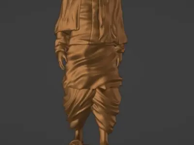 Statue of Unity or sardar patel Low-poly 3D model