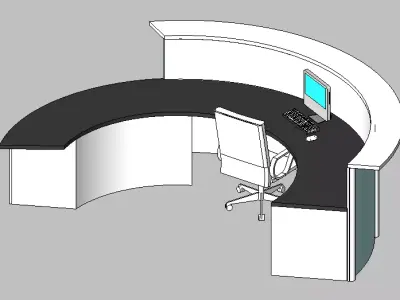 Modern Curved Reception Desk  Revit Family RFA 3D model