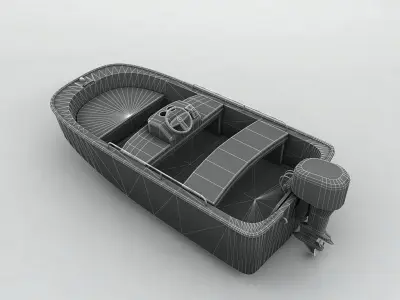 Fishing Motor Boat Dinghy 2 Low-poly 3D model