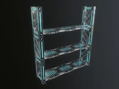 Sci-fi Closet Shelf type 1 Low-poly 3D model