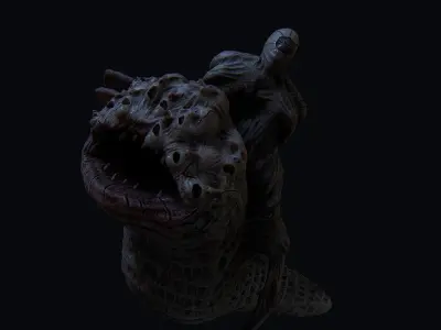 THe leach Horror monster Animated  Low-poly 3D model