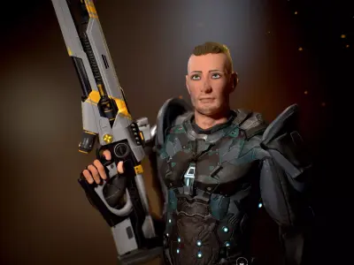 Ranger with plasma gun Low-poly 3D model