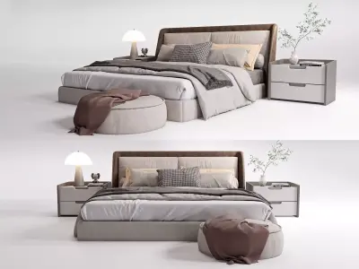 bed double bed furniture 3D model
