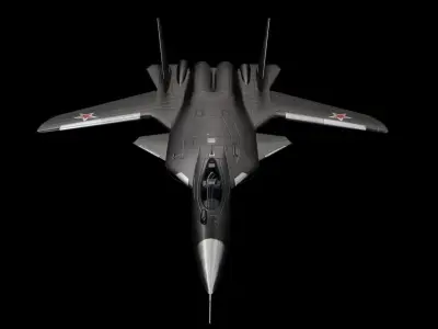 Sukhoi Su-47 Russian Strike Fighter Low-poly 3D model