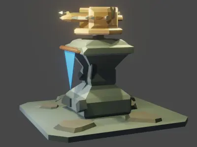 Cross bow base defend Low-poly 3D model
