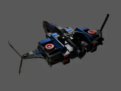 Spaceship transport Starship combat low poly space fantasy Low-poly 3D model