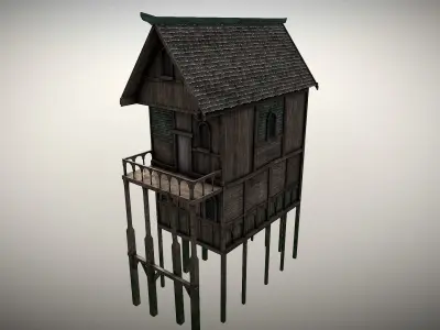 Medieval lake village - House 2 Low-poly 3D model