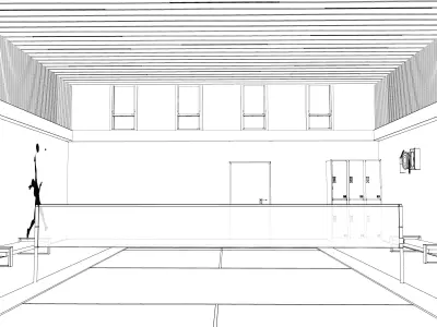 Indoor Badminton and Tennis Court 3D Model Low-poly 3D model