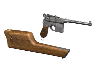 Mauser C96 Broomhandle with Stock 3D model