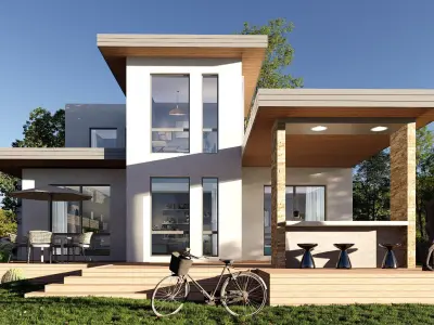 villa realistic house Low-poly 3D model