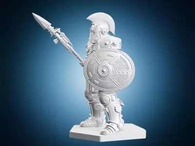 Steampunk Space Legion Heavy Mech Soldier with Spear and Shield 3D print model