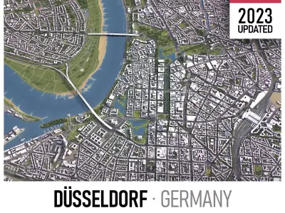 Dusseldorf - 3D City Model Low-poly 3D model