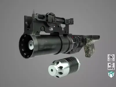 Grenade Launcher 03 Military Green Generic PBR Low-poly 3D model