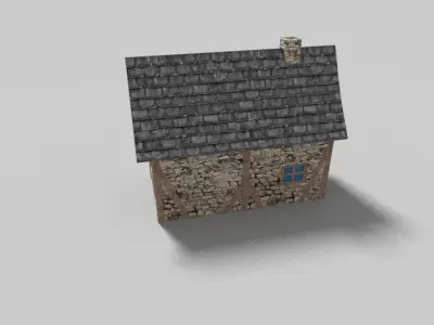 low poly medieval cottage Low-poly 3D model