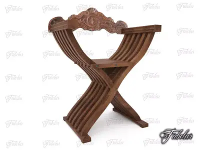 Savonarola chair Free low-poly 3D model