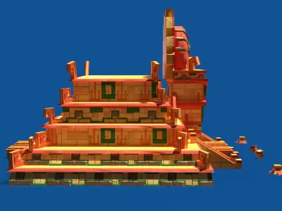 Stylized Incan Temple Low-poly 3D model
