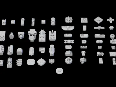 Scifi Greeble Kitbash 3D model