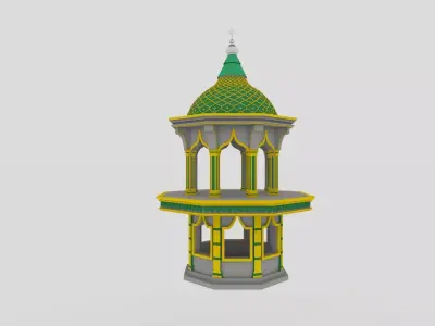 tower mosque Low-poly 3D model