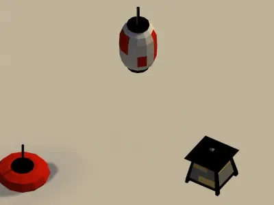 Low Poly Japanese Lanterns Low-poly 3D model
