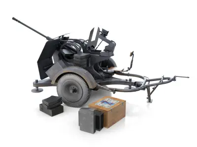 2cm Flak 38 with SD AH 51 - Trailer - DHG  3D model