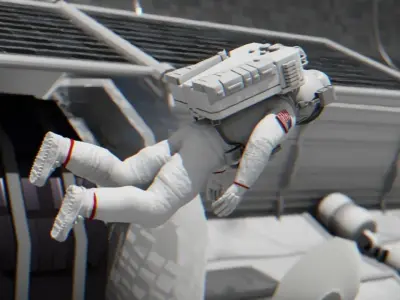Space mission scene rigged astronaut 3D model