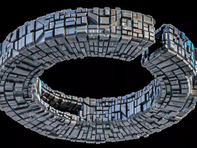 Space Station The Ring Lowpoly Borg Low-poly 3D model